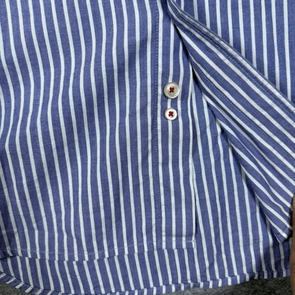 R & G London Shirt Men's X-Large Button Down Dress Blue White Striped Cotton - Picture 9 of 15
